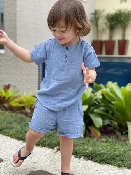 Camisa Bata Trend Azul