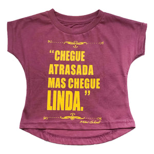 Camiseta Infantil Menina Chegue Linda Rosé