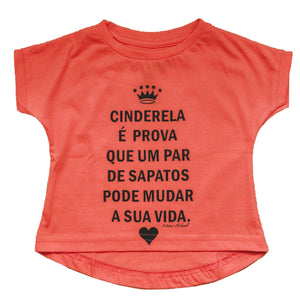 Camiseta Infantil Menina Cinderela Coral